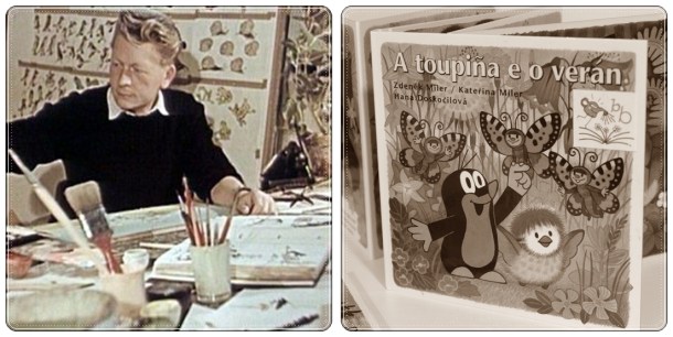 Zdĕnek Miler creando no seu estudo